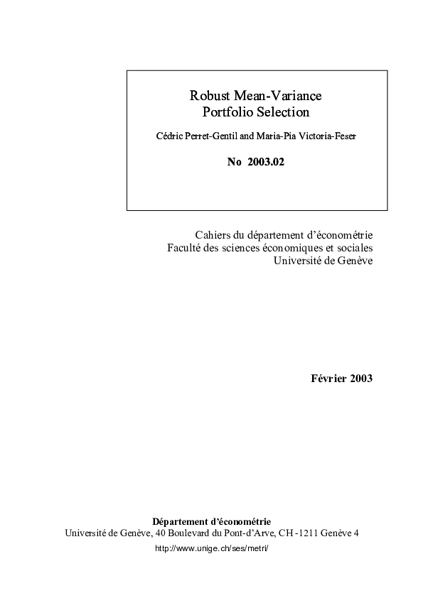 Mean Variance Portfolio