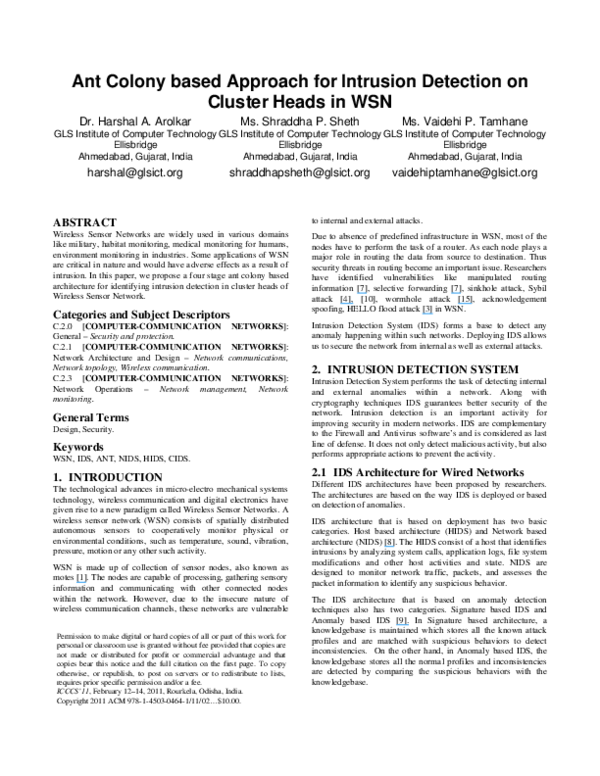 (PDF) Ant colony based approach for intrusion detection on cluster ...