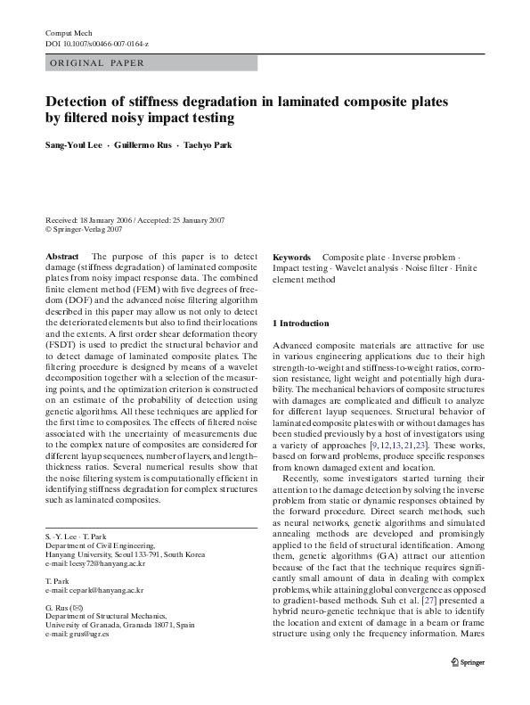 (PDF) Detection of stiffness degradation in laminated composite plates ...