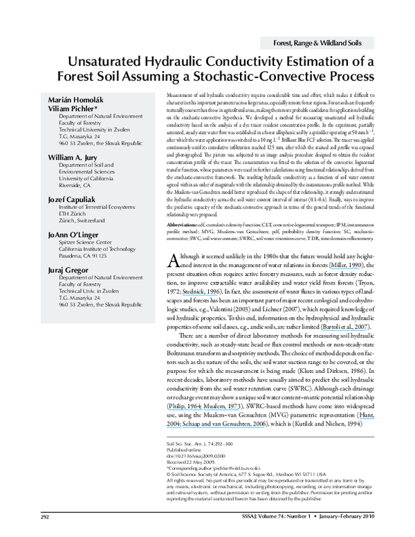 (PDF) Unsaturated Hydraulic Conductivity Estimation of a Forest Soil ...