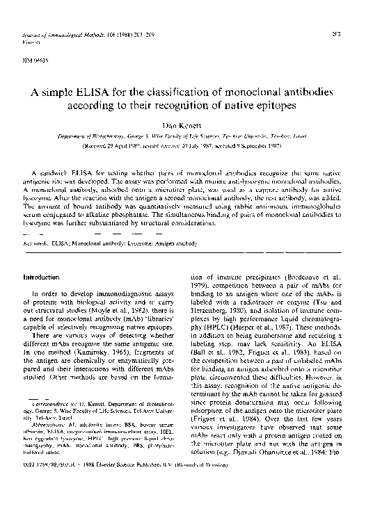 (PDF) A simple ELISA for the classification of monoclonal antibodies ...