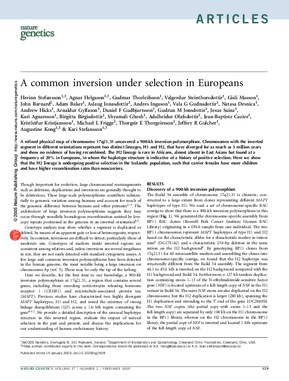 (PDF) A common inversion under selection in Europeans