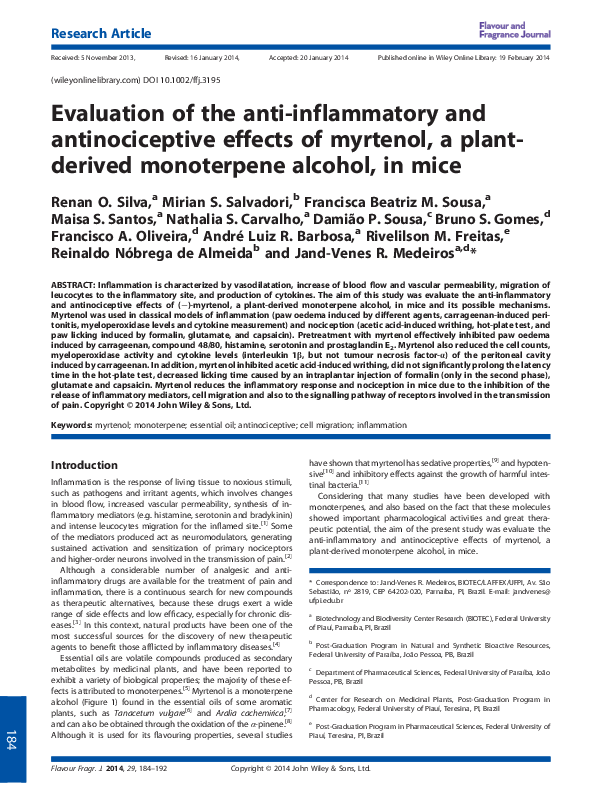 (PDF) Evaluation of the anti-inflammatory and anti-nociceptive ...