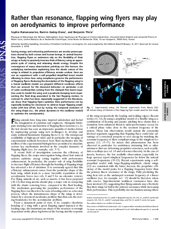 (PDF) Rather than resonance, flapping wing flyers may play on ...