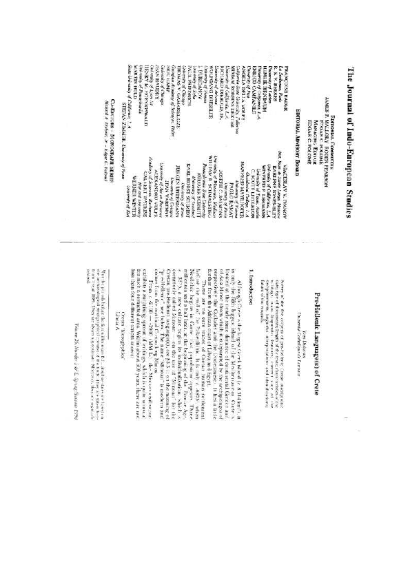 (PDF) Pre-Hellenic Language(s) of Crete