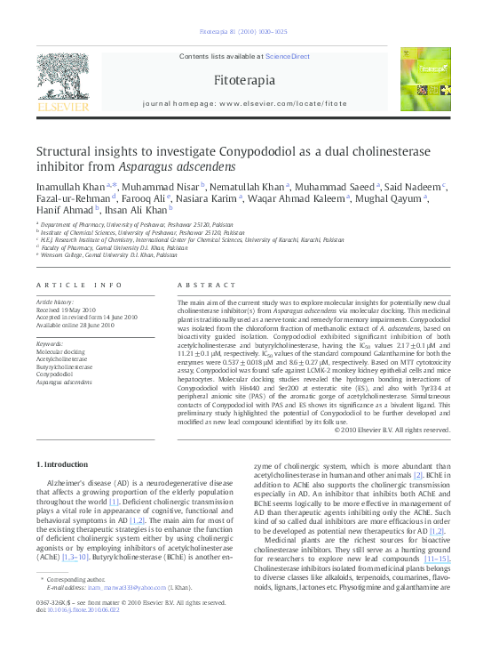 (PDF) Structural insights to investigate Conypododiol as a dual ...