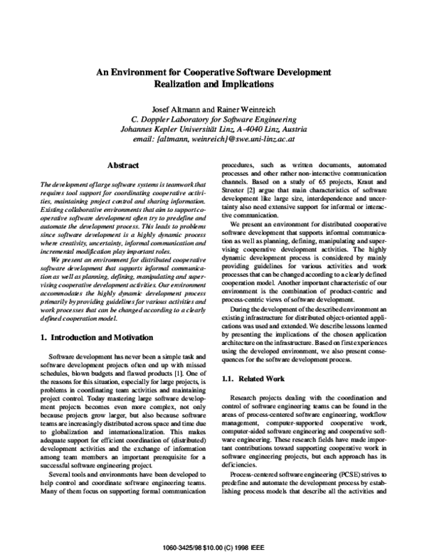 (PDF) An Environment for Cooperative Software Development Realization ...