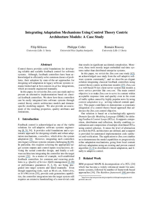 (PDF) Integrating Adaptation Mechanisms Using Control Theory Centric