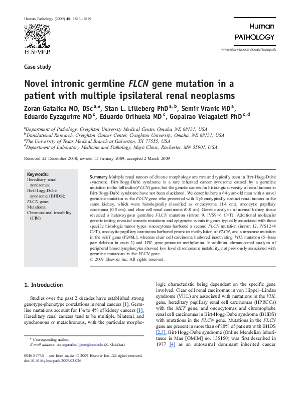 (PDF) Novel intronic germline FLCN gene mutation in a patient with ...