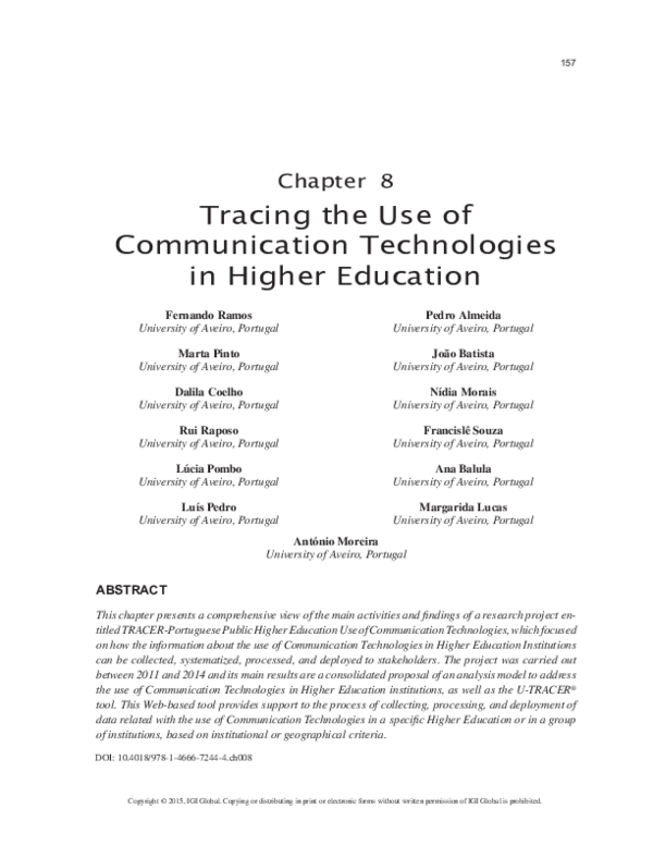 (PDF) Tracing the Use of Communication Technologies in Higher Education