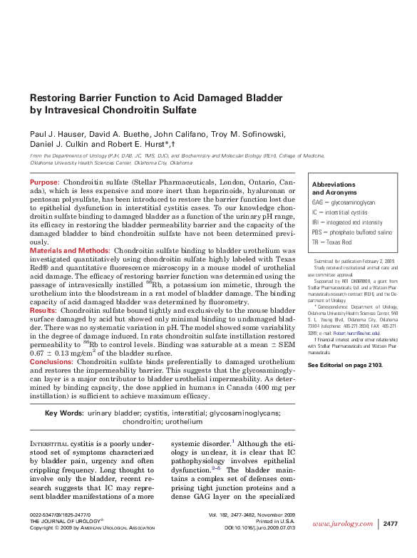 (PDF) Restoring Barrier Function to Acid Damaged Bladder by