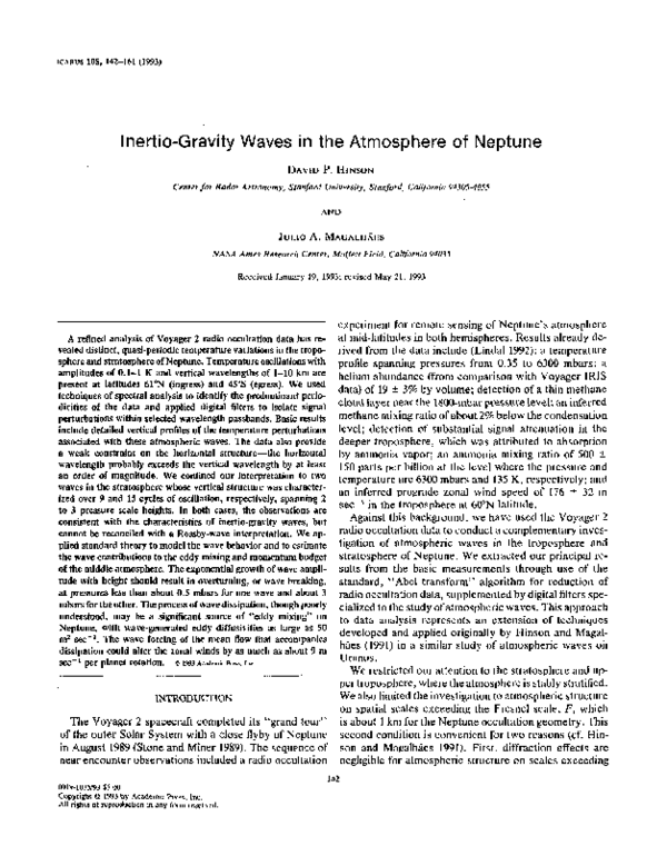 (PDF) Inertio-Gravity Waves in the Atmosphere of Neptune