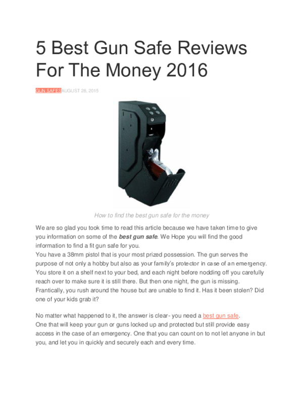 Pdf How To Find The Best Gun Safe For The Money Thằng Bờm