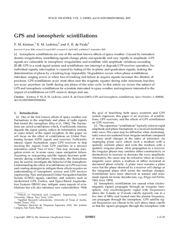 (PDF) GPS and ionospheric scintillations