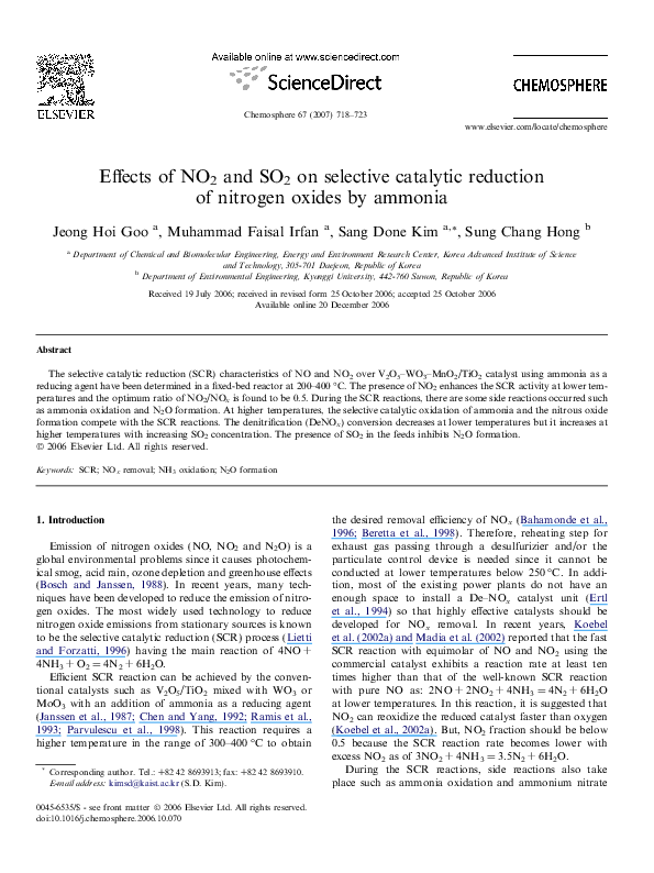 (PDF) Effects of NO 2 and SO 2 on selective catalytic reduction of ...
