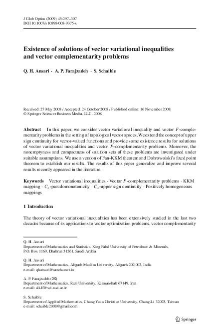 (PDF) Existence of solutions of vector variational inequalities and ...