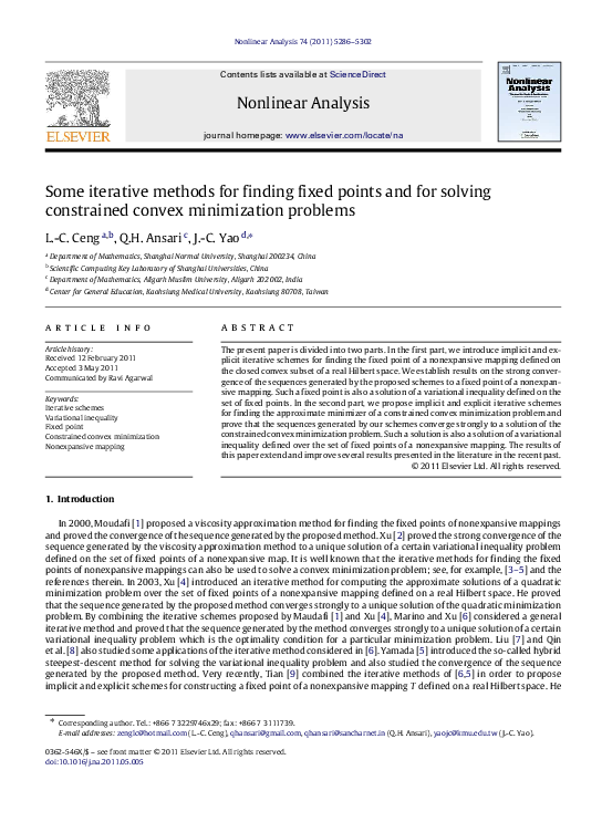 (PDF) Some iterative methods for finding fixed points and for solving ...
