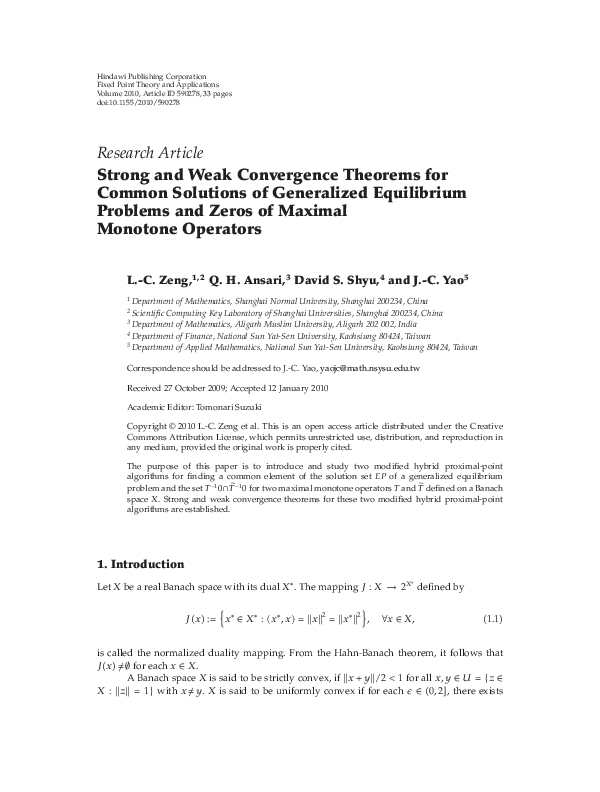 (PDF) Strong and Weak Convergence Theorems for Common Solutions of ...