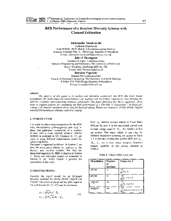 (PDF) BER performance of a receiver diversity scheme with channel ...