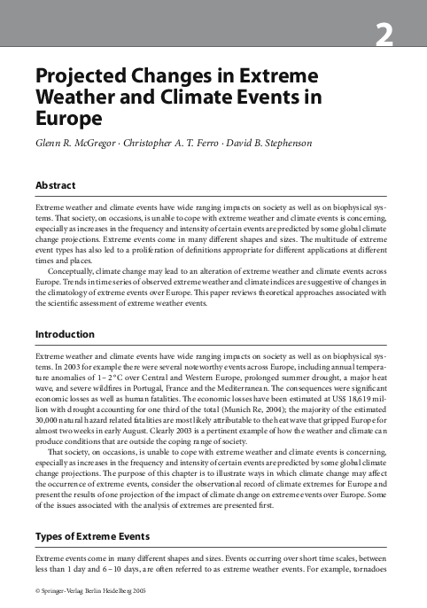 (PDF) Projected Changes in Extreme Weather and Climate Events in Europe