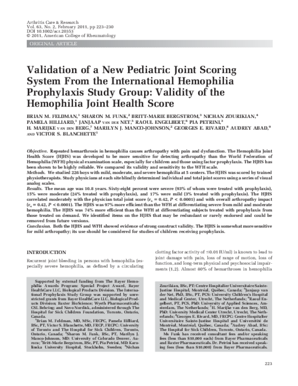 (PDF) Validation of a new pediatric joint scoring system from the ...