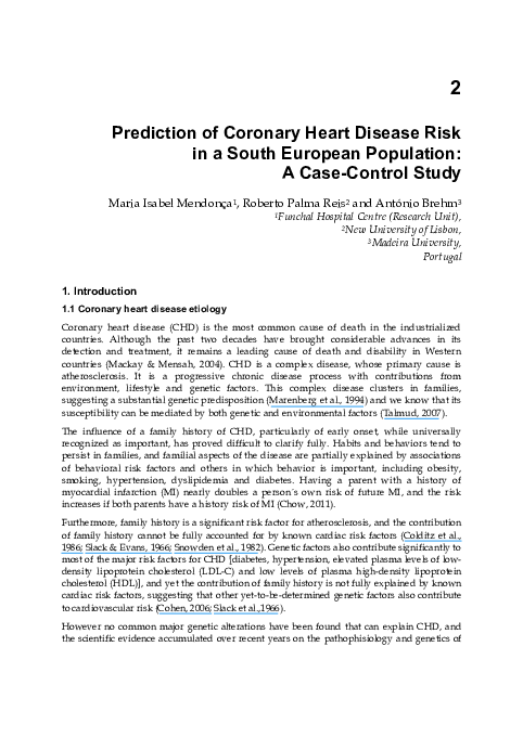 (PDF) Prediction of Coronary Heart Disease Risk in a South European ...