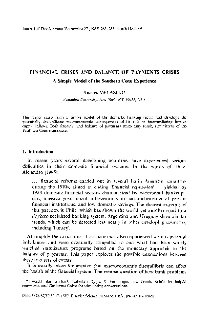 (PDF) Financial crises and balance of payments crises