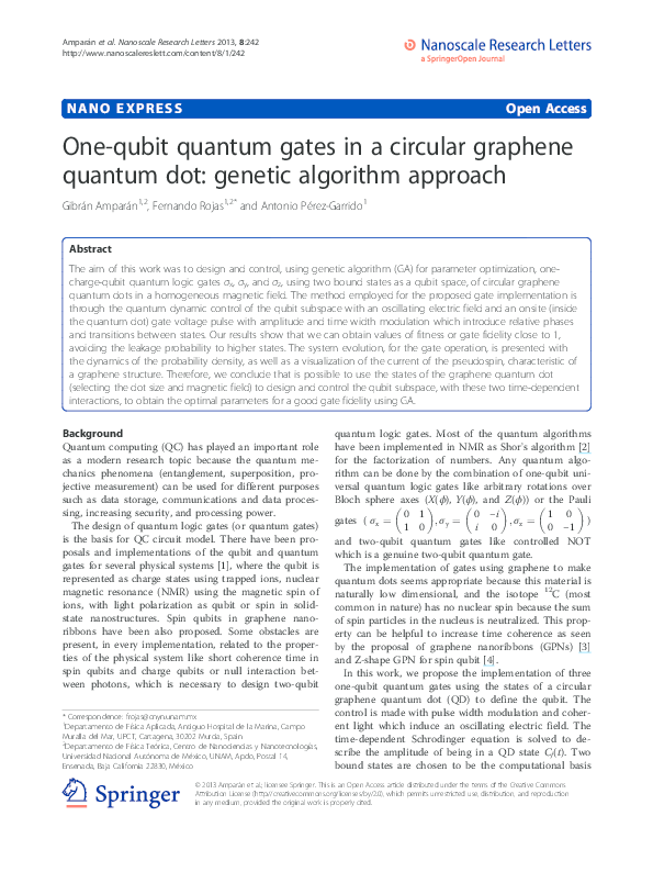 (PDF) One-qubit quantum gates in a circular graphene quantum dot ...
