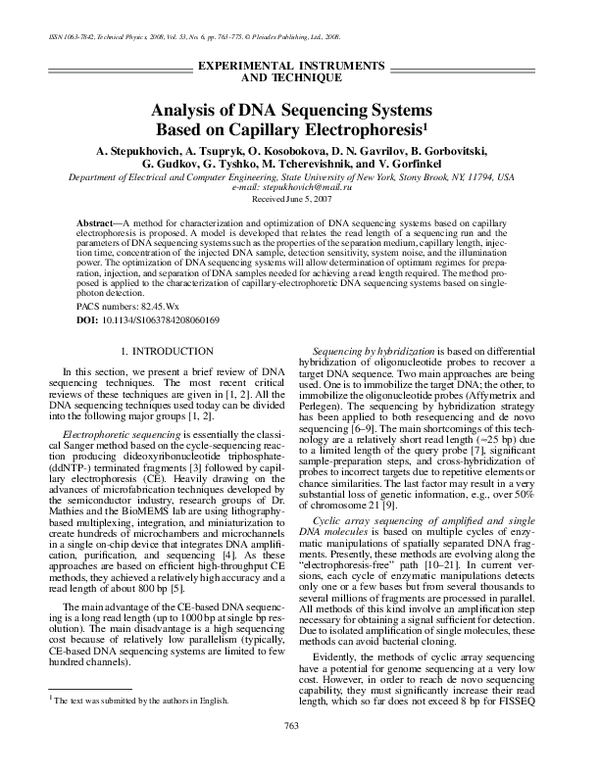 (PDF) Analysis of DNA sequencing systems based on capillary electrophoresis