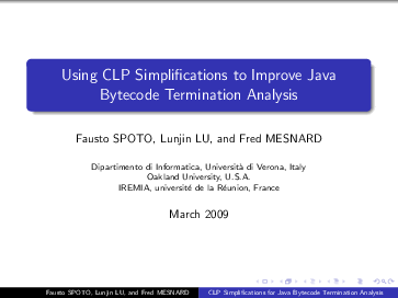 (PDF) Using CLP Simplifications to Improve Java Bytecode Termination ...