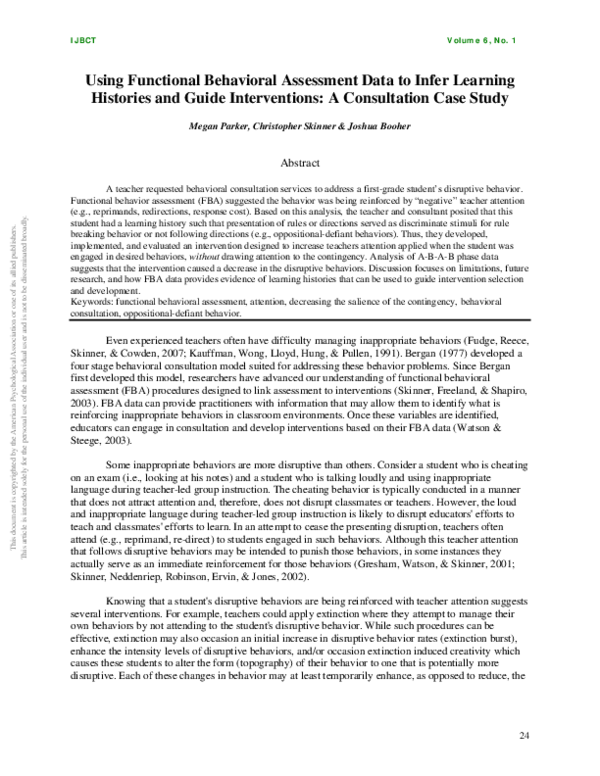 (PDF) Using functional behavioral assessment data to infer learning ...