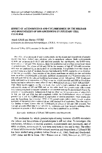(PDF) Effect of actinomycin D and cycloheximide on the release and ...