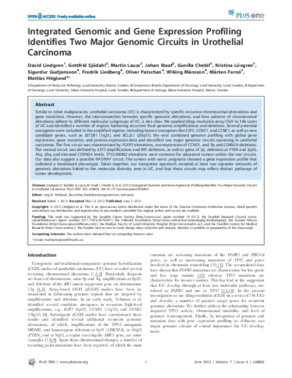 (PDF) Integrated Genomic and Gene Expression Profiling Identifies Two ...