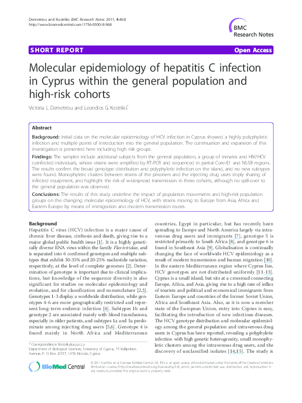 (PDF) Molecular epidemiology of hepatitis C infection in Cyprus within ...