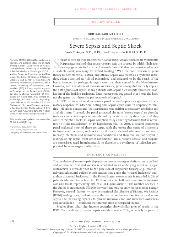 (PDF) Critical Care Medicine Severe Sepsis and Septic Shock