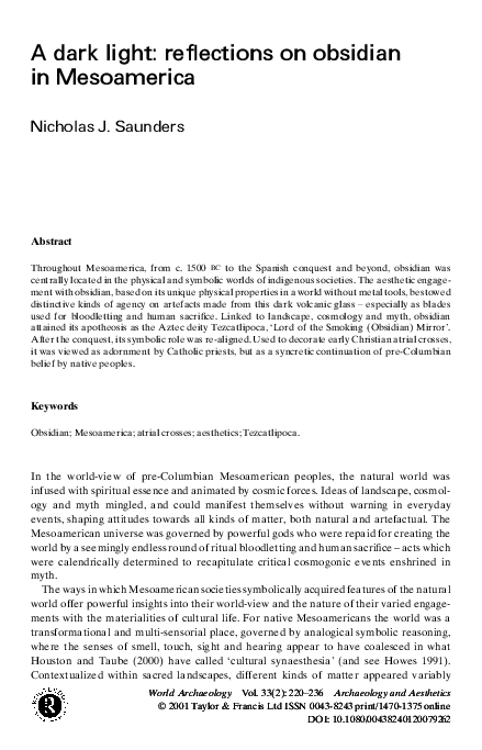 A Dark Light: Reflections on Obsidian in Mesoamerica