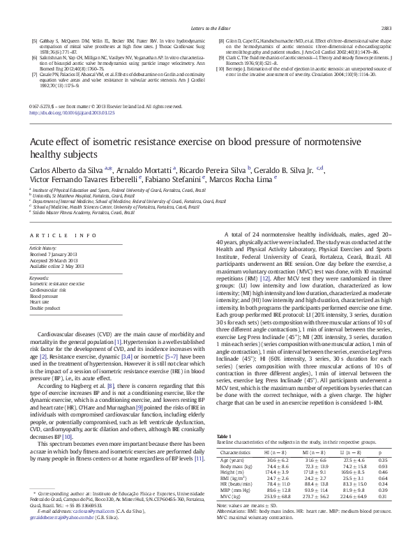 (PDF) Acute effect of isometric resistance exercise on blood pressure ...