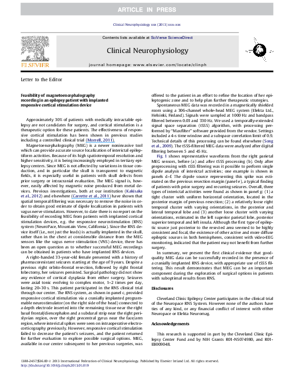 (PDF) Feasibility of magnetoencephalography recording in an epilepsy ...