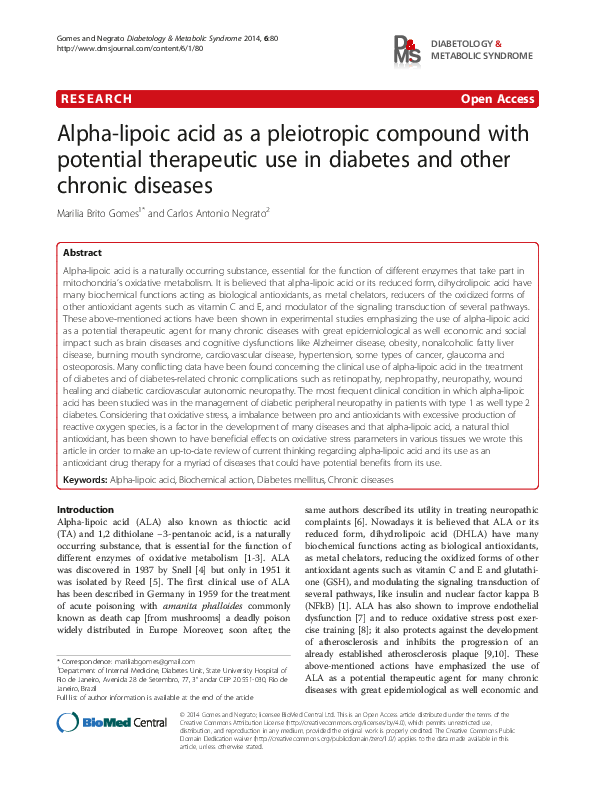 Alpha Lipoic Acid And Fatty Liver (PDF) Alpha Lipoic Acid and Liver Disease | Burt Berkson MD PhD
