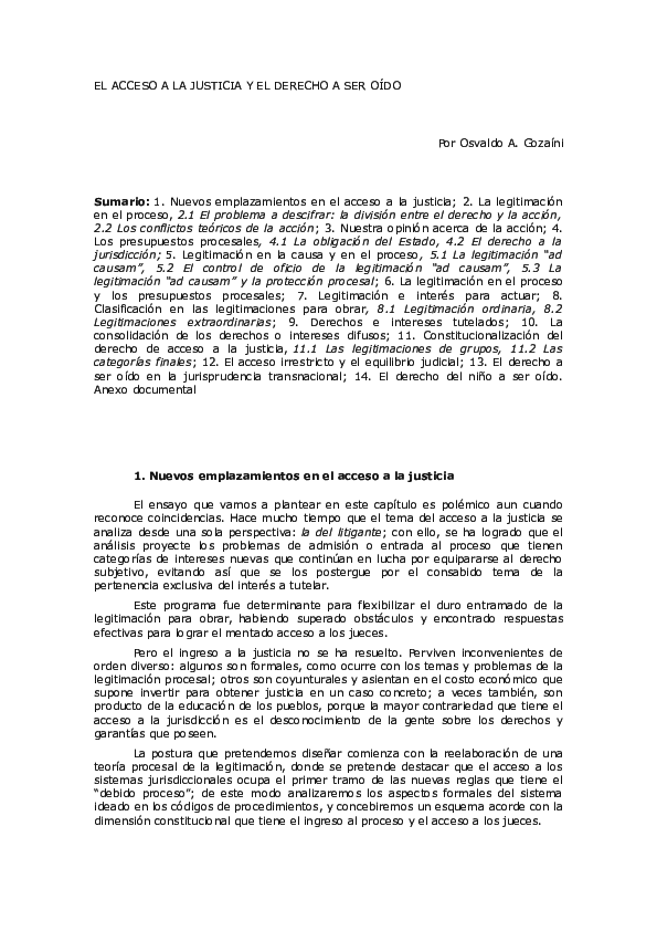 (DOC) EL ACCESO A LA JUSTICIA Y EL DERECHO A SER OÍDO