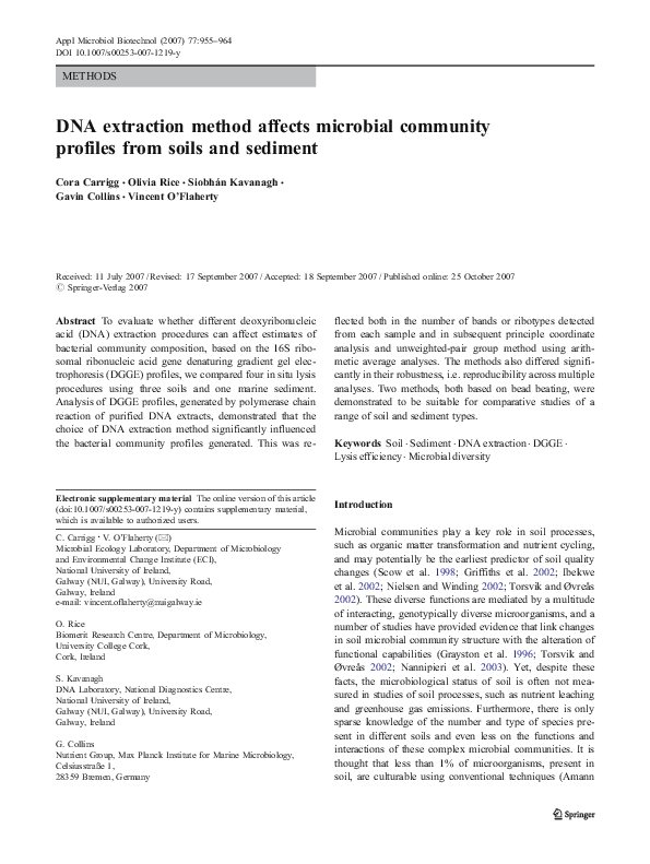 (PDF) DNA extraction method affects microbial community profiles from ...