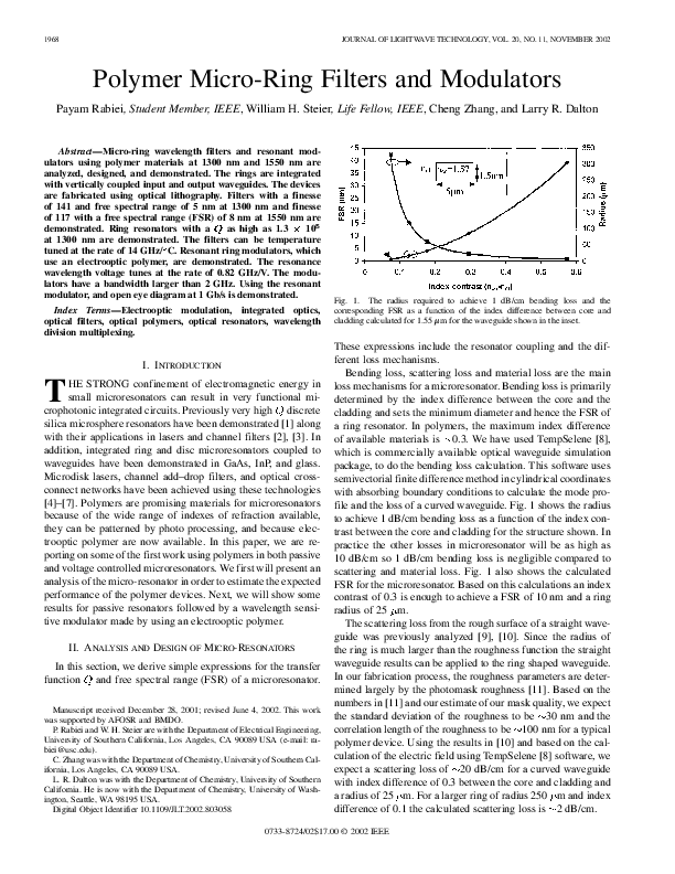 (PDF) Polymer micro-ring filters and modulators