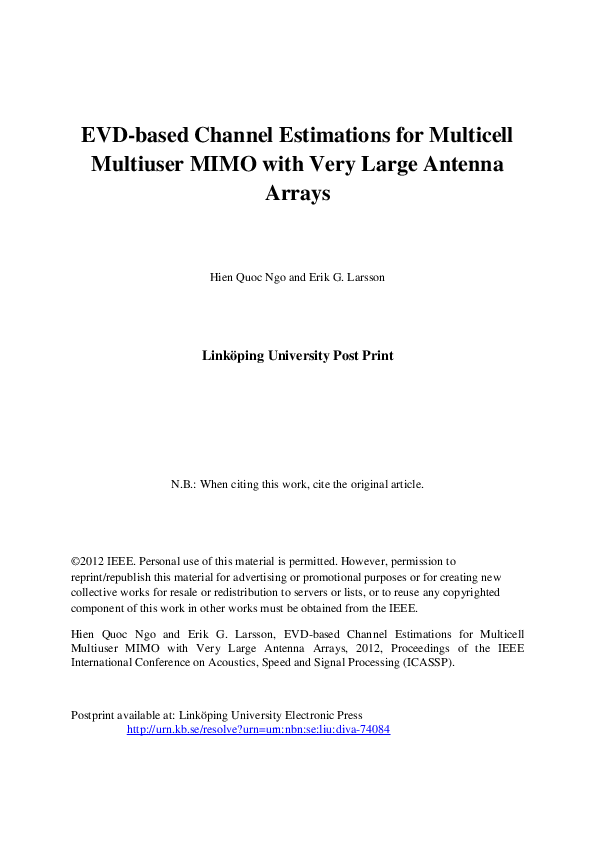 (PDF) EVD-based channel estimation in multicell multiuser MIMO systems ...