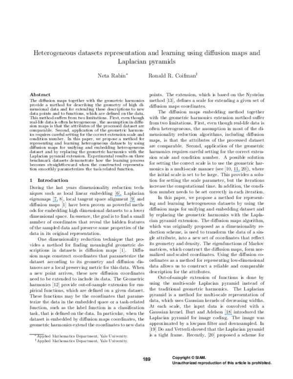 (PDF) Heterogeneous datasets representation and learning using ...