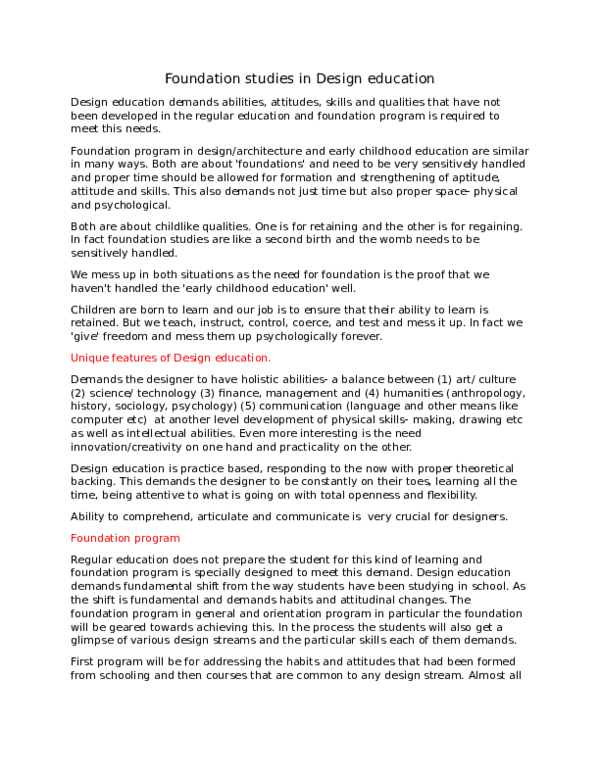 (DOC) Foundation studies in Design education