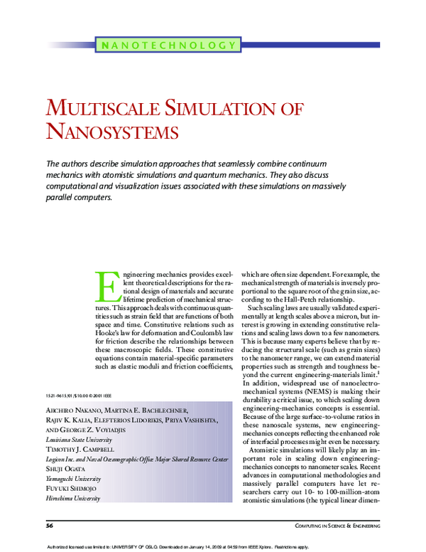 (PDF) Multiscale simulation of nanosystems
