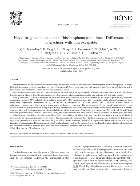 (PDF) Novel insights into actions of bisphosphonates on bone ...