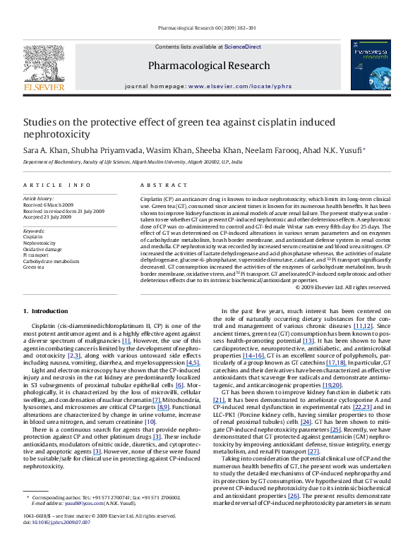 (PDF) Studies on the protective effect of green tea against cisplatin ...