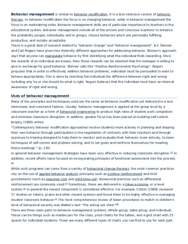 (DOC) Behavior management