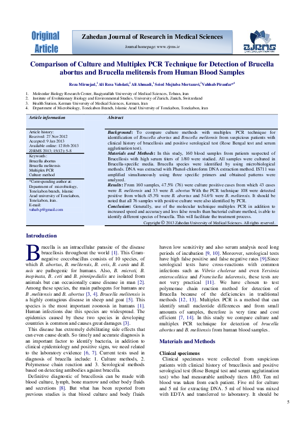 (PDF) Comparison of Culture and Multiplex PCR Technique for Detection ...